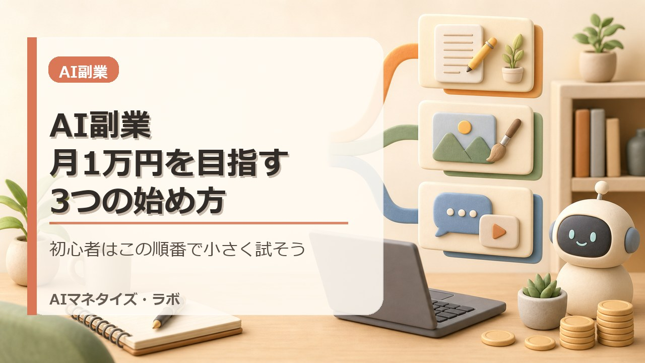 AI副業で月1万円を目指す3つの始め方