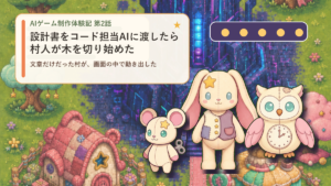 AIゲーム制作体験記 第2話 設計書をコード担当AIに渡したら村人が木を切り始めた